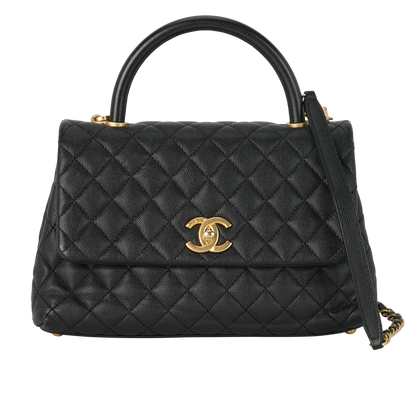 Coco Top Handle, &pound;2,500, Handbags, Black, Caviar Leather, Front view